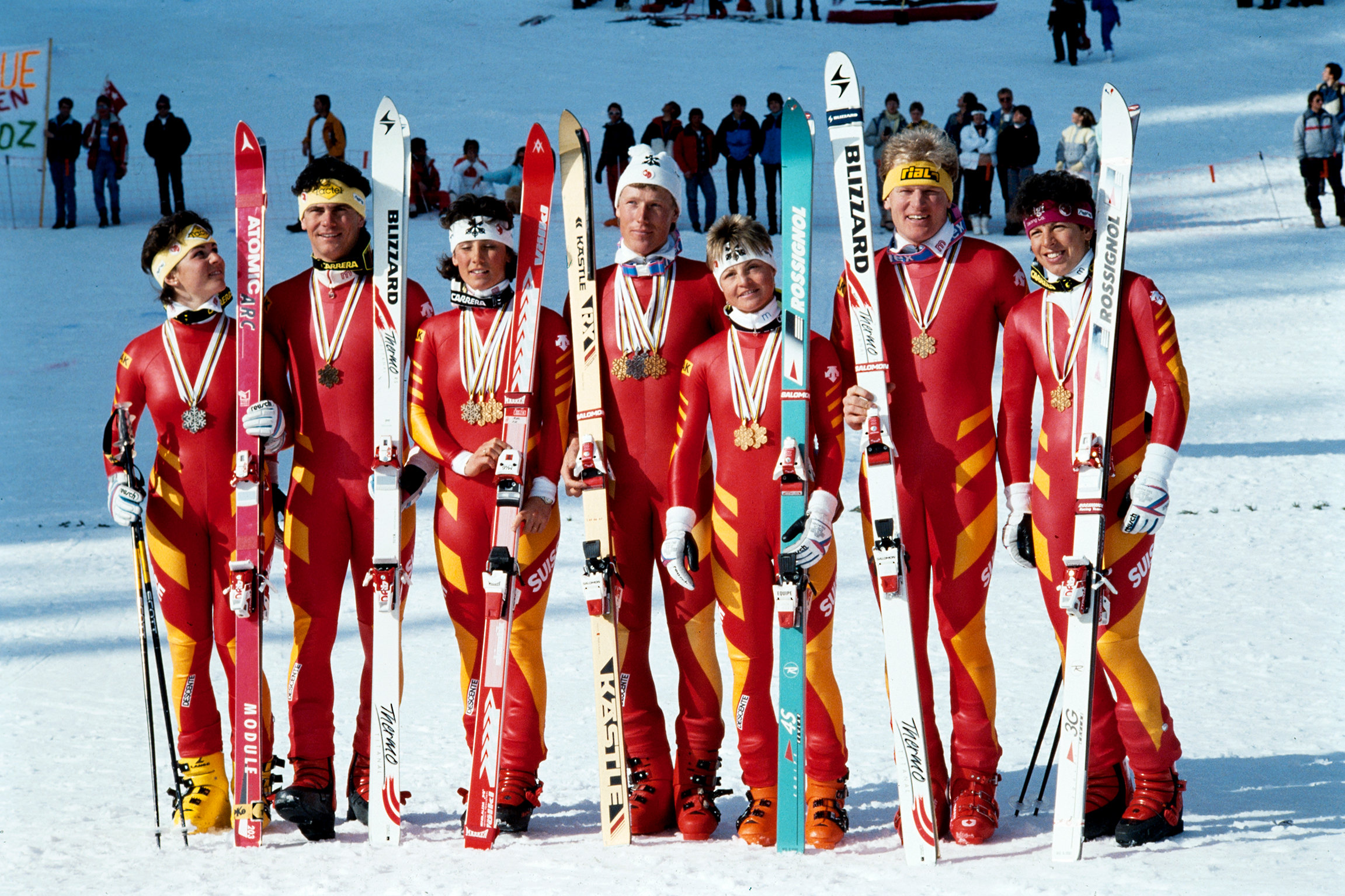 SRF DOK: Skistars im Goldrausch – Der Triumph von Crans-Montana Triumph der Schweizer Mannschaft bei den Alpinen Skiweltmeisterschaften 1987