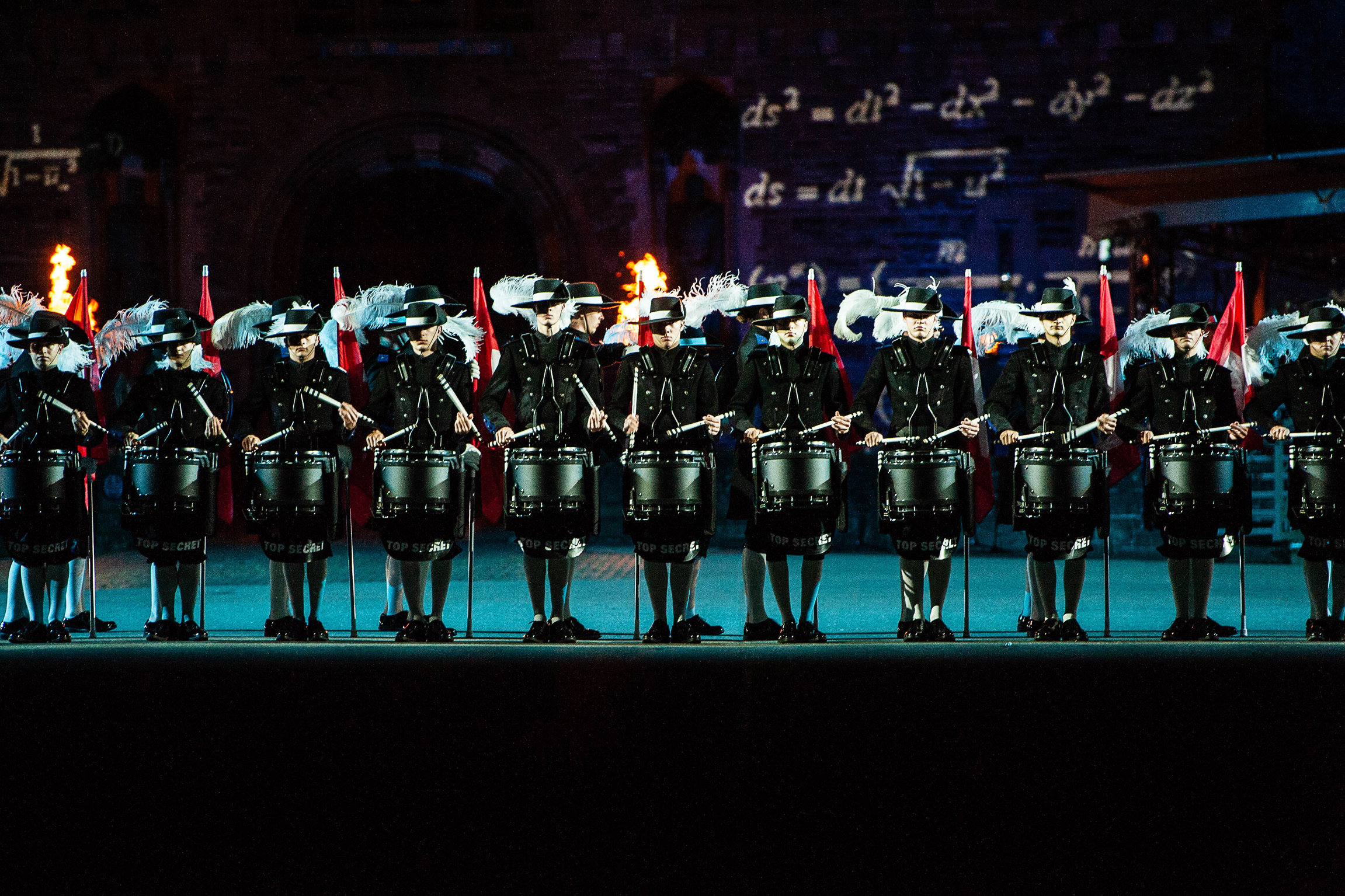 The Royal Edinburgh Military Tattoo 2018 Top Secret: Gerne gesehene Gäste am Tattoo das Schweizer «Top Secret Drum Corps» aus BaselCopyright: SRF/2018 The Royal Edinburgh Military Tattoo