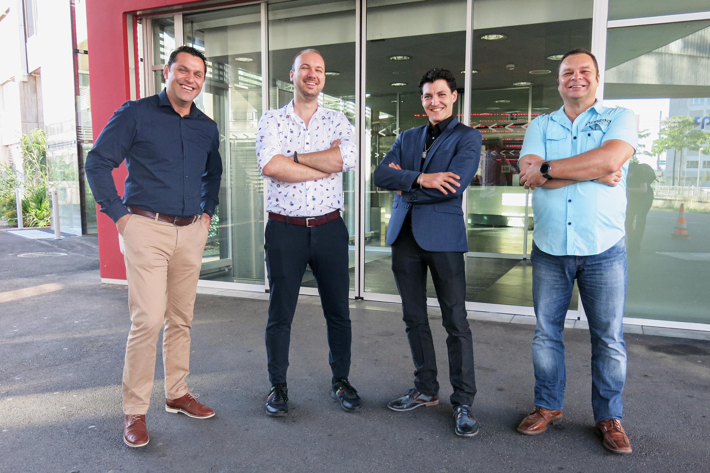 Achtung Väter! Gruppenbild: Dario De Salvatore, David Van Aepelen, Remo Stalder und Achilles Schnider