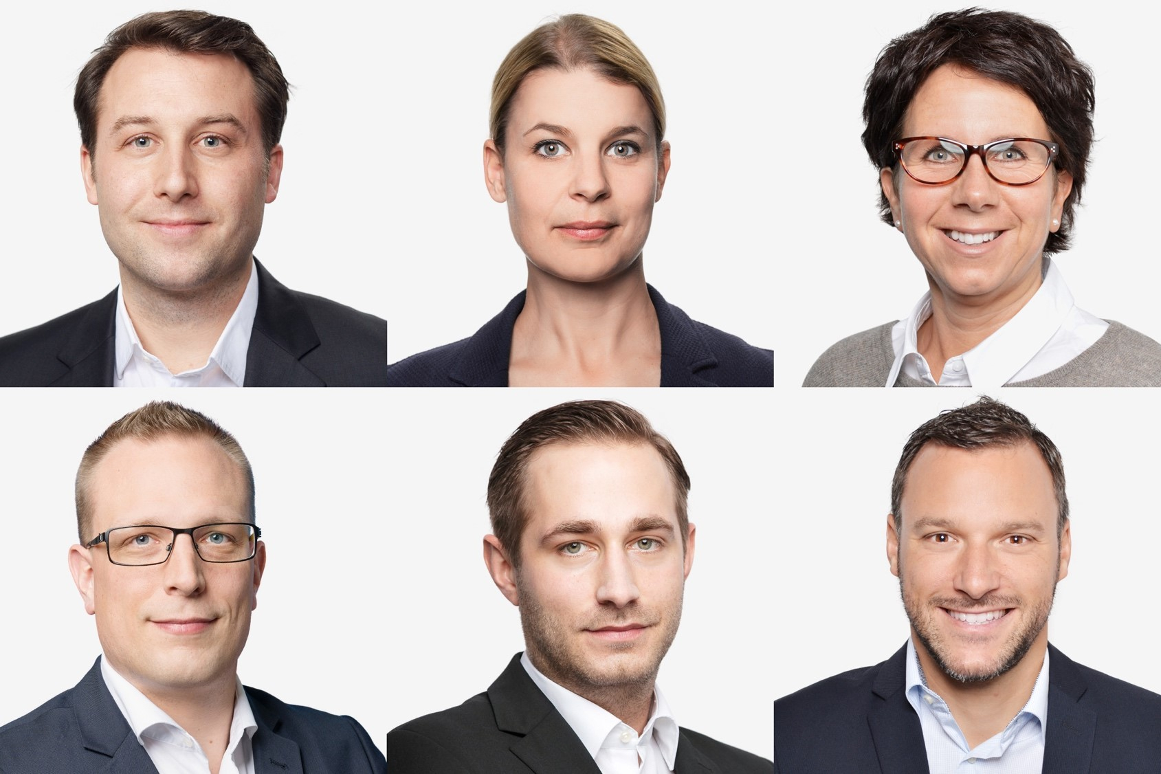 Das Team von SRF Vermarktungoben, v.l. Thomas Pittino (Leiter), Gaby Kellenberger, Evi Bossardunten, v.l. Michael Hutzli, Matias Bär und Chrristoph Arnold