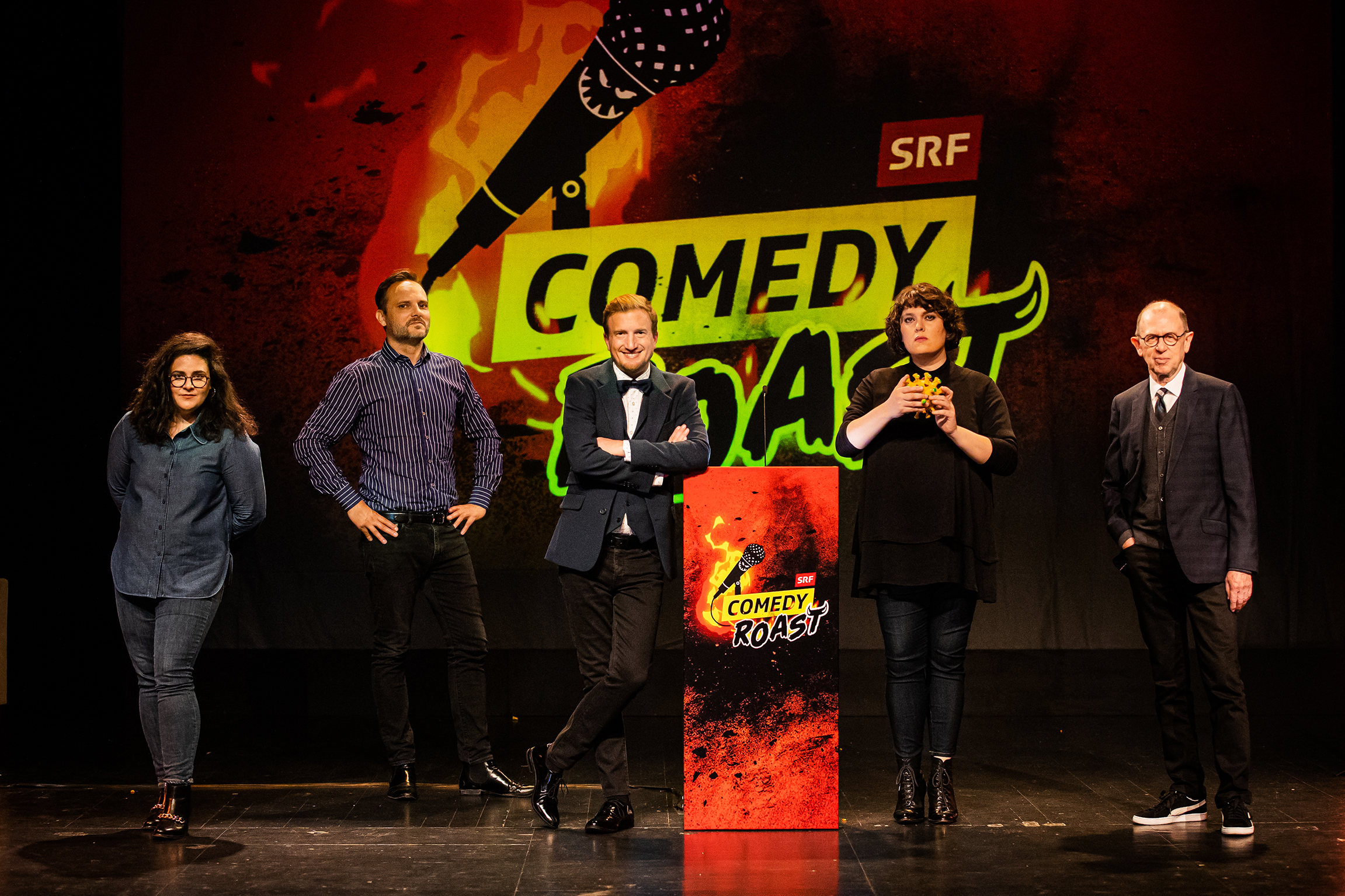 SRF Comedy Roast – Corona Spezial Rebekka Lindauer, Dominic Deville, Stefan Büsser, Patti Basler, Viktor Giacobbo