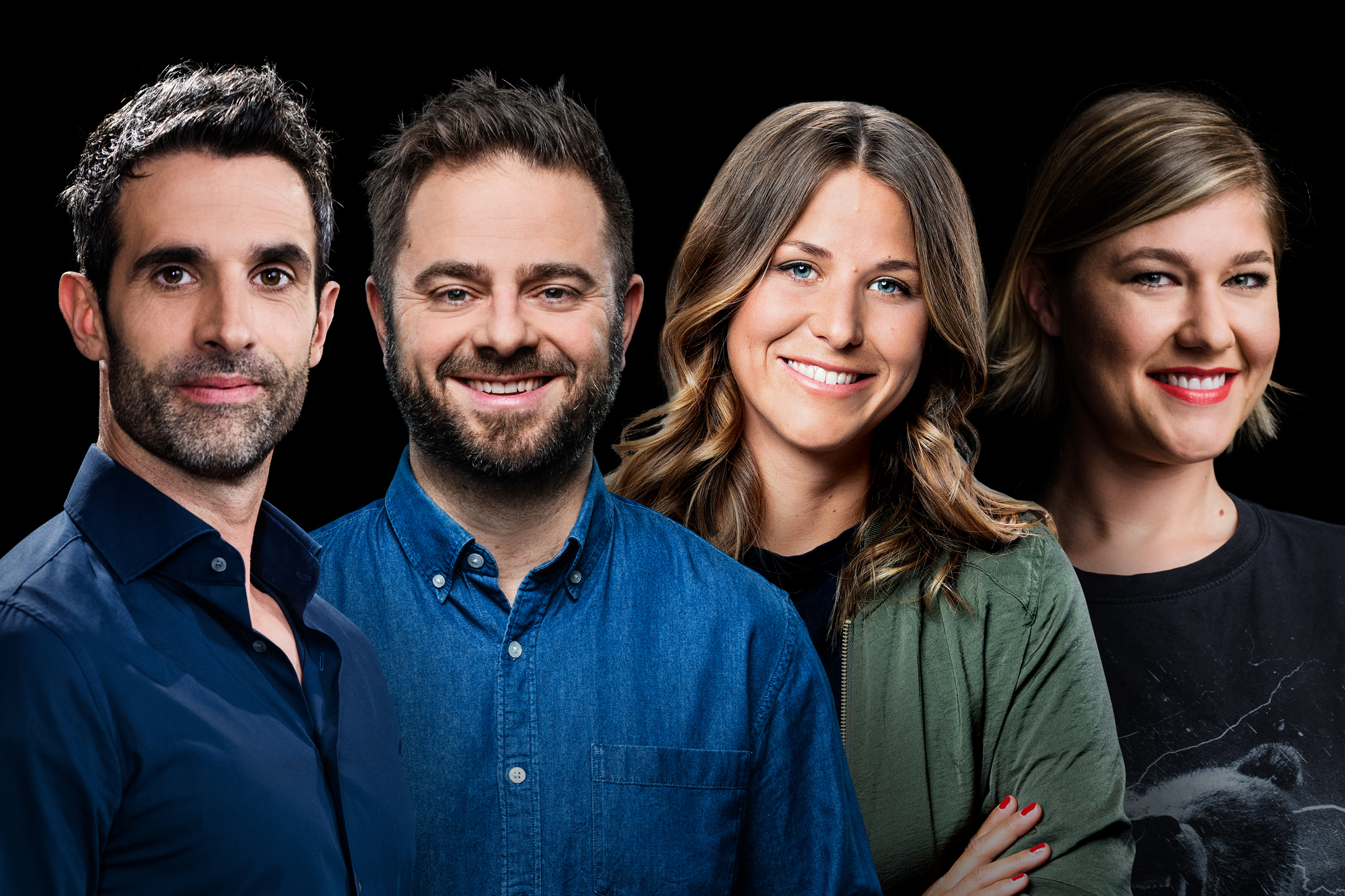 Radio SRF 3 Das Morgen-Moderationsteam: Philippe Gerber, Marco Thomann, Joana Mauch und Anic Lautenschlager 2021
