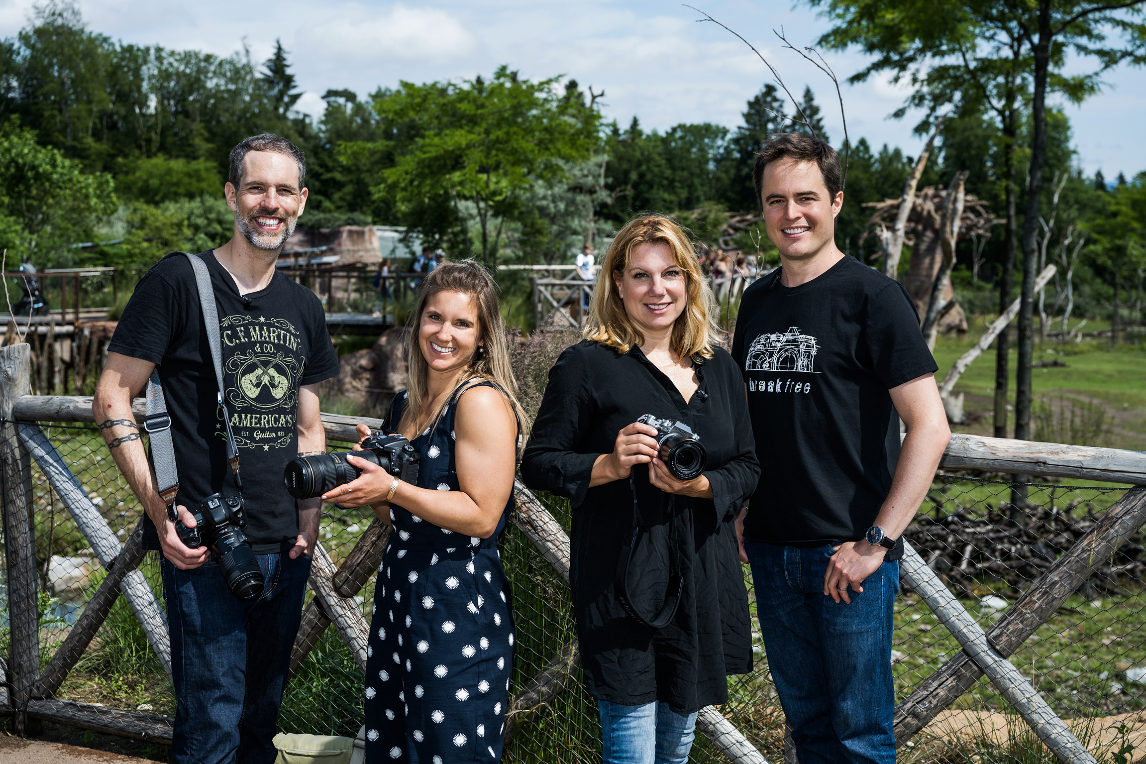 G&G - Die goldene Linsev.l. Arthur Honegger, Joana Hählen, Isabella Schmid und Coach André Boss im Zoo Zürich (Leva-Savanne) 2021