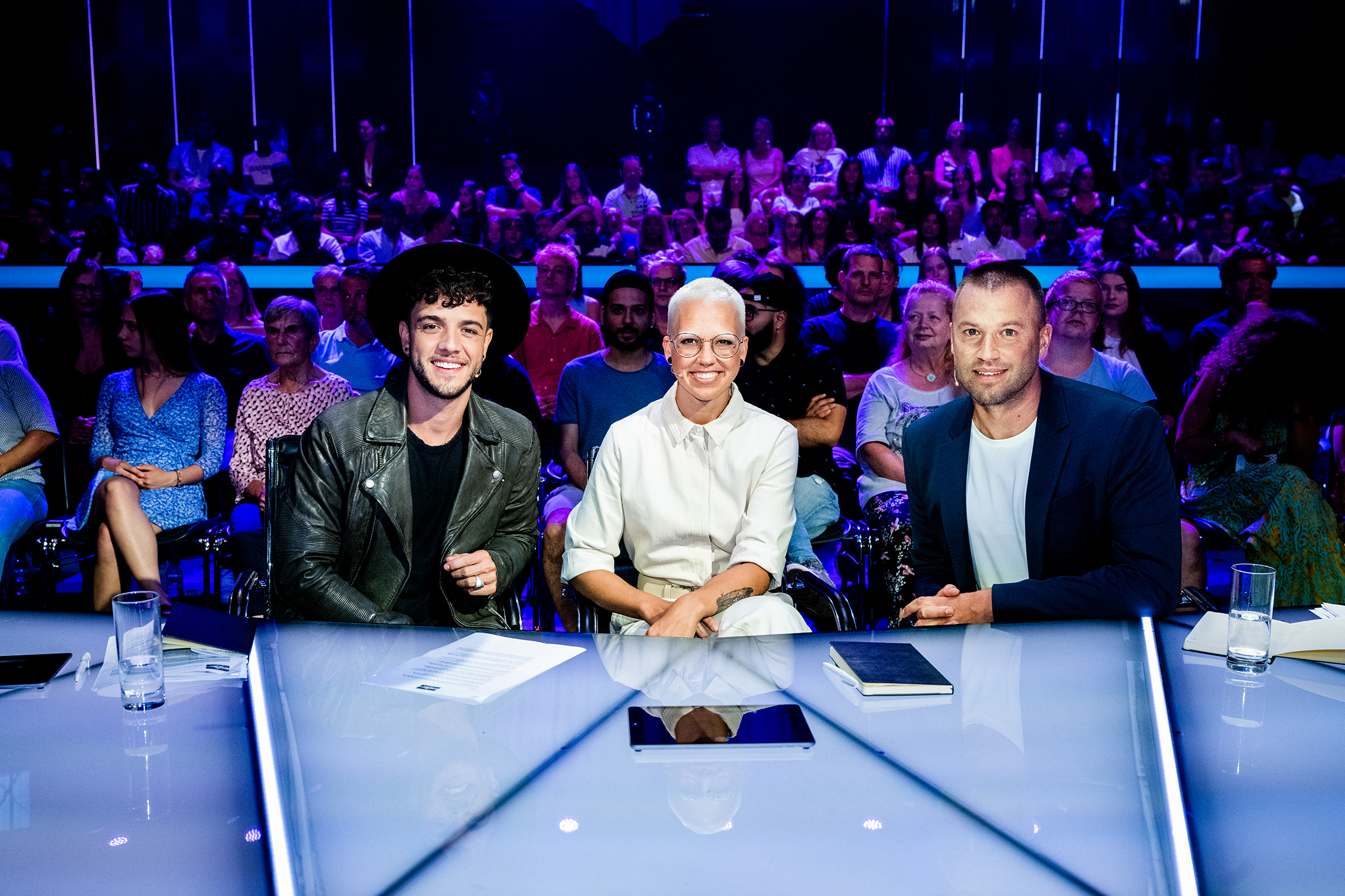 Stadt Land Talent Ausscheidungsshow 1/2021 Die drei Talent-Scouts: Luca Hänni, Stefanie Heinzmann und Jonny Fischer