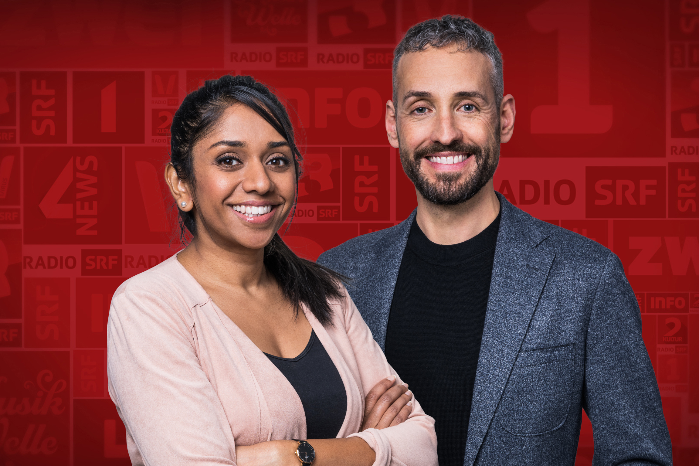 Hallo SRF! Tama Vakeesan und Mario Grossniklaus moderieren die TV-Sendung am 12. Januar 2022