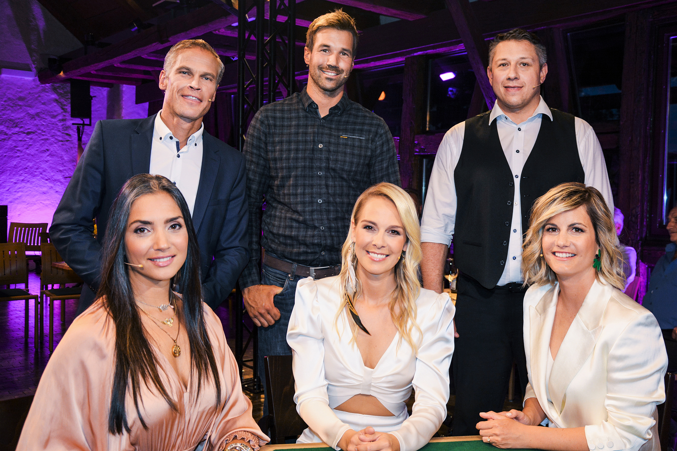 Bianca Sissing, Renzo Blumenthal, André Reithebuch, Linda Fäh, Jörg Abderhalden und Moderatorin Fabienne Bamert