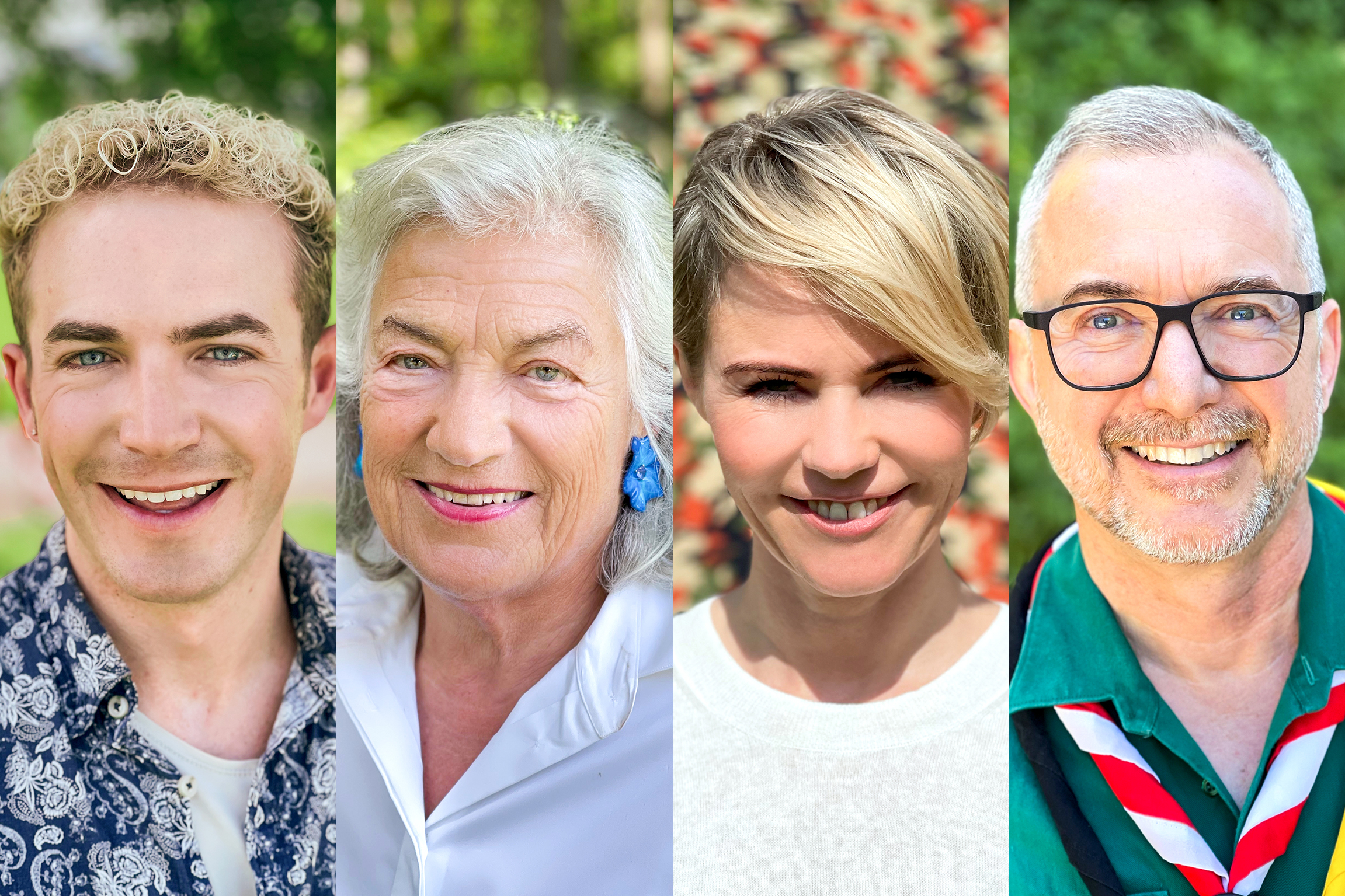 G&G-Sommerserie: BuLa – Pfadibundeslager Gesichter und Geschichten begleitet vier prominente Schweizer Ex-Pfaders an die Stätte ihrer damaligen Pfadizeit, wo sie aus ihrer Zeit bei der grössten Schweizer Kinder- und Jugendbewegung erzählen. v.l. Michael Elsener, Ellen Ringier, Natalie Rickli und Patrick Rohr