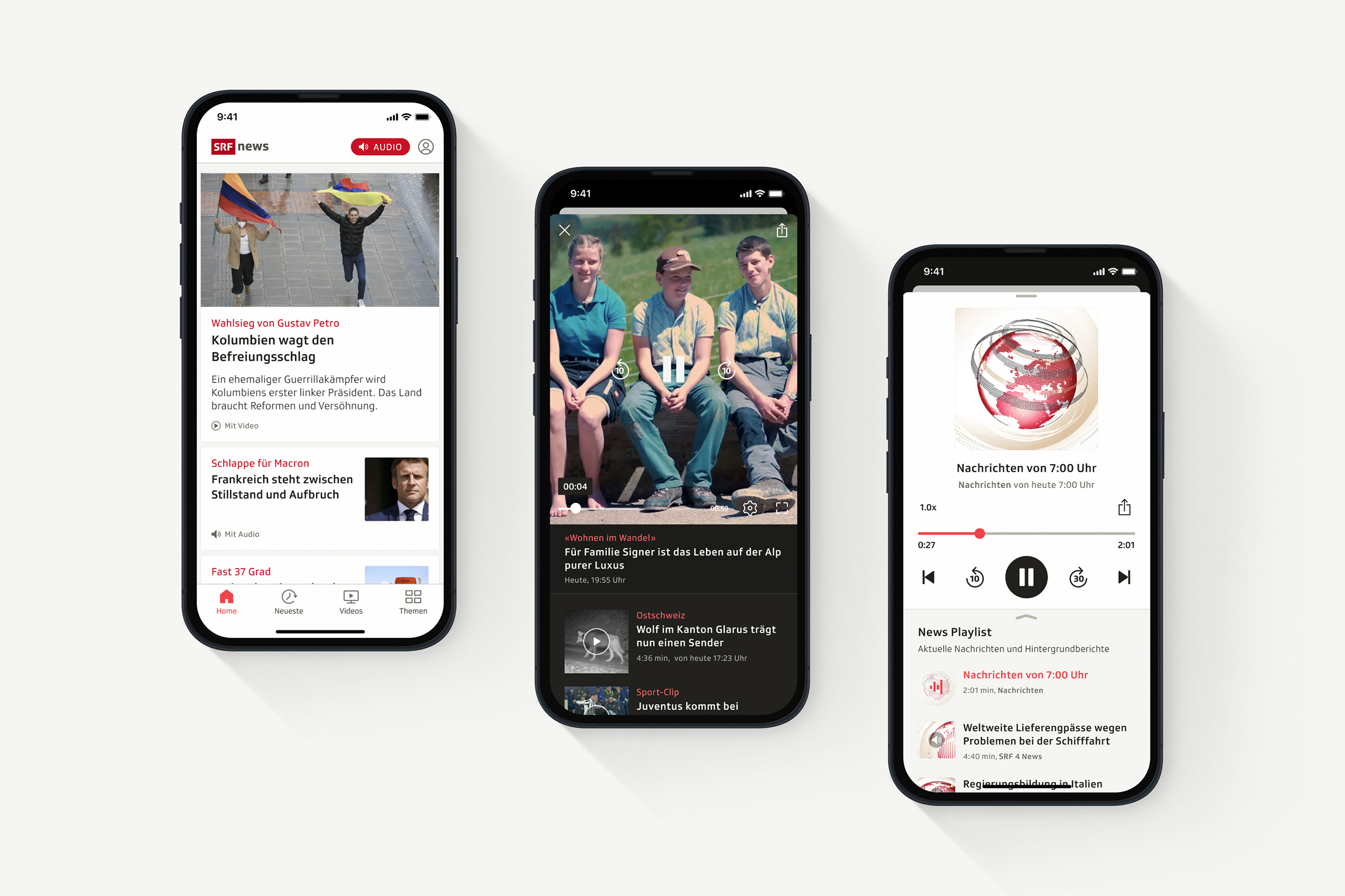 Weiterentwickelte SRF News App Die weiterentwickelte SRF News App mit einem ausgebauten Videobereich sowie der Integration einer von SRF 4 News kuratierten Audioplaylist steht im Apple App Store sowie auf Google Play Store zum Download bereit. 2022