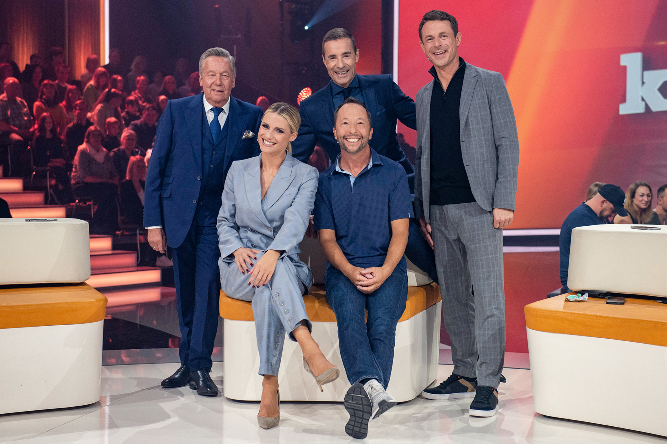 Klein gegen GrossRoland Kaiser, Michelle Hunziker, Moderator Kai Pflaume, DJ Bobo und Alexander Bommes2022Copyright: SRF/ARD/Thorsten Jander