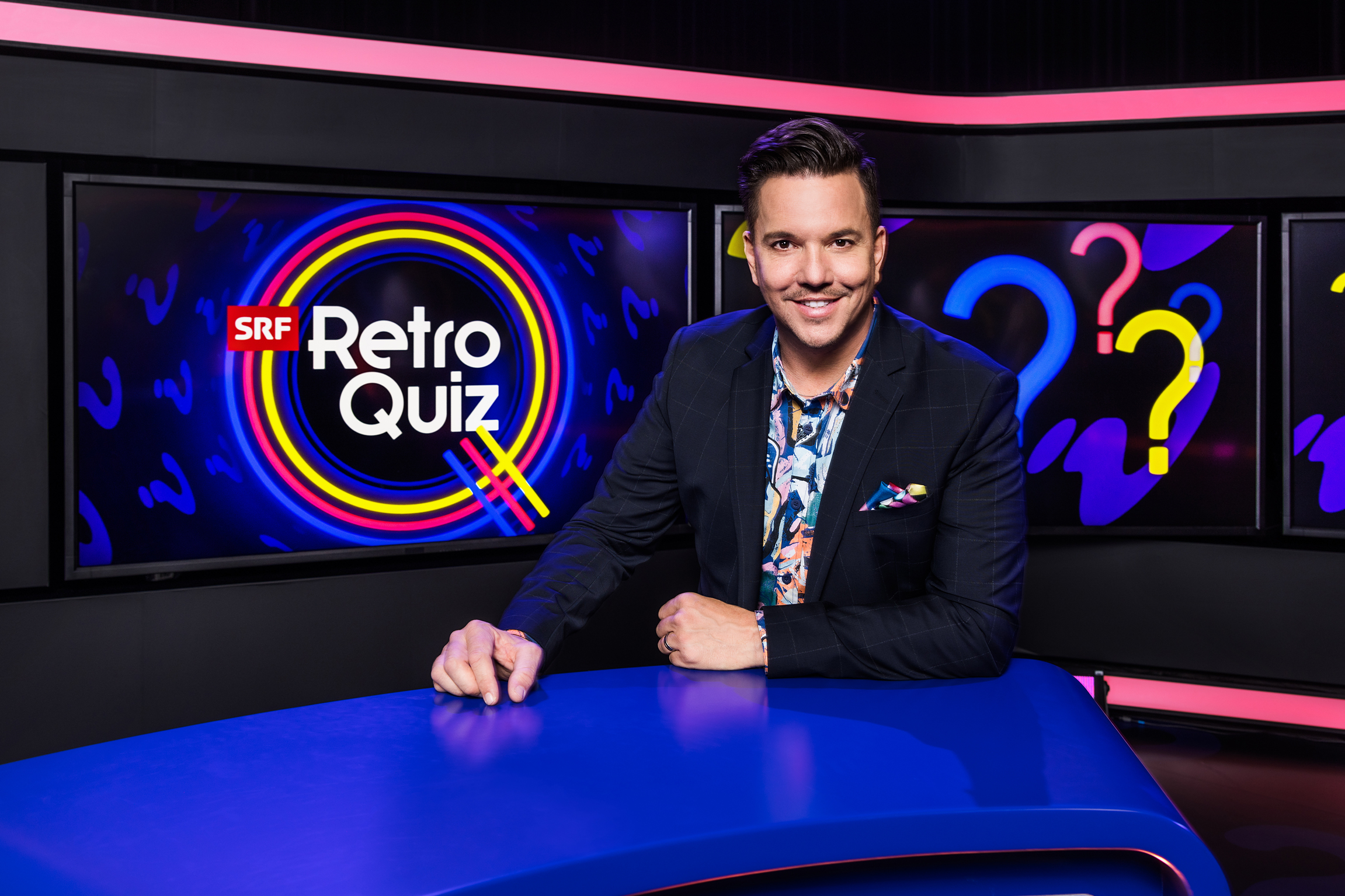 SRF Retro QuizModerator Sven Epiney2023Copyright: SRF/Gian Vaitl