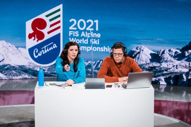 Ski-WM 2021 in Cortina d'Ampezzo Tina Weirather, SRF-Expertin Ski Alpin und Kommentator Marco Felder