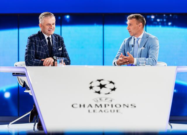 UEFA Champions League SRF Sport Moderator Rainer Maria Salzgeber und SRF-Experte Peter Knäbel im Sportstudio 2018