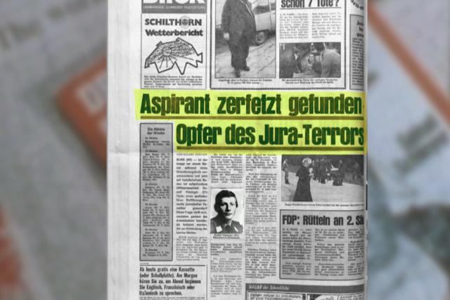10vor10-Serie: Cold Cases – ungeklärte politische Kriminalfälle in der Schweiz Fall 2: Tod im Jura (1979) Archivbild Zeitungsartikel über den Fall 2022