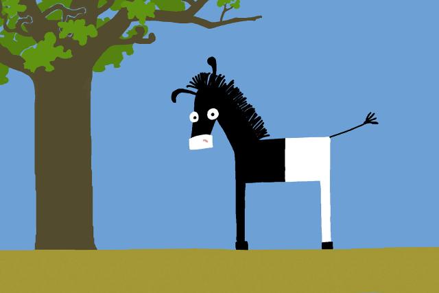 GuetnachtgschichtliAnimanimals − S ZebraStaffel 1 Folge 1Als das Zebra gegen einen Baum läuft, verrutschen seine Streifen. 2023Copyright: SRF/Meta Media Entertainment