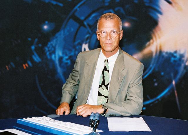 Chronik 50 Jahre SF DRSTagesschau-Moderator Charles Clerc im Tagesschau-Studio, 1992Copyright: SF DRS/Oscar Alessio