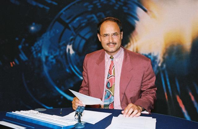 Chronik 50 Jahre SF DRSTagesschau. Redaktor und Moderator Heinrich Müller im Studiodekor. 1992Copyright: SF DRS